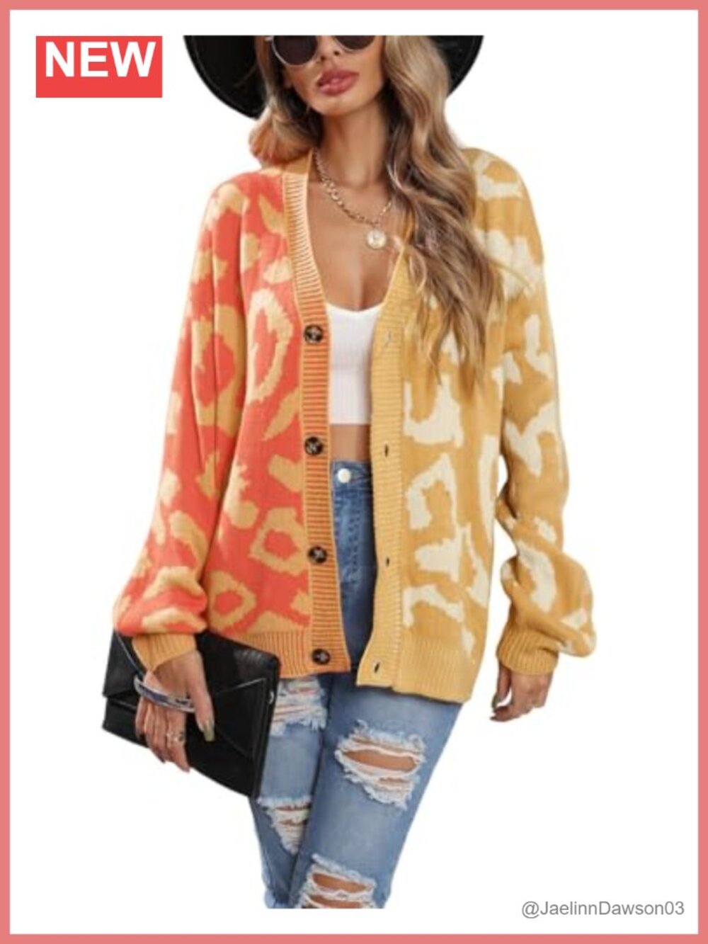 Leopard Print Button Down Long Sleeve Cardigan Sweater
